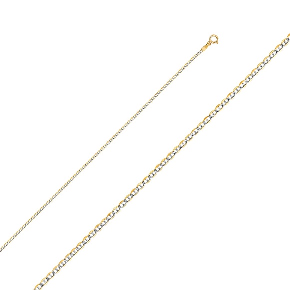14K Yellow 1.5 mm Flat Mariner Chain - 16